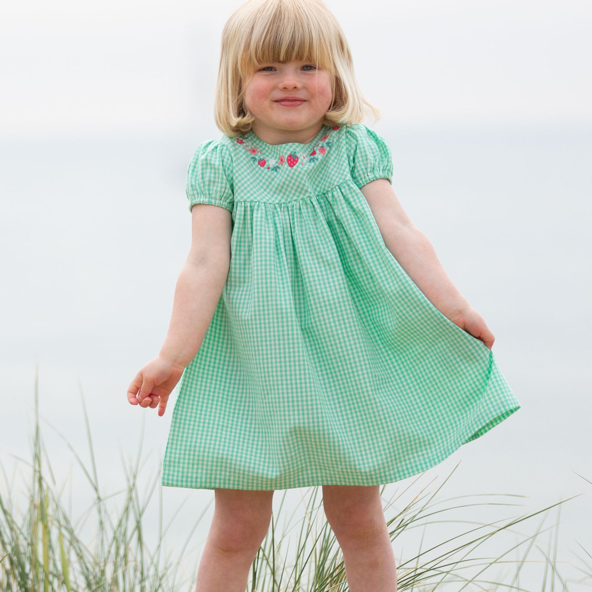 Girls green sale gingham dress